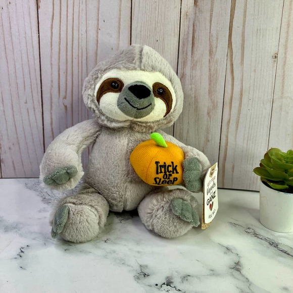 Ganz Trick Or Sleep Pumpkin Sloth 10" Halloween Plush Stuffed Animal Toy - Picture 1 of 5
